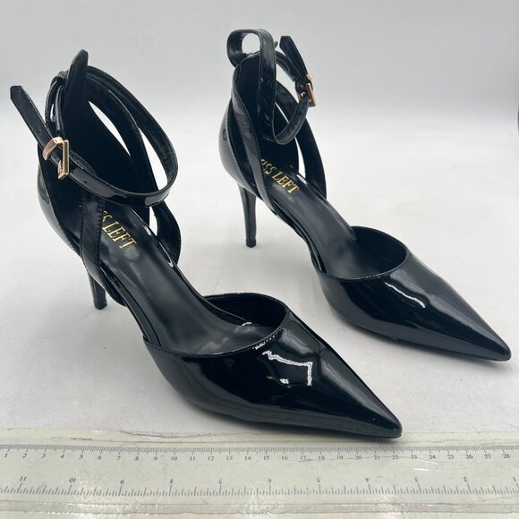 miss left Black Pointed Toe D'Orsay Pumps Ankle Strap Buckled High Heels Shoes - Picture 4 of 8